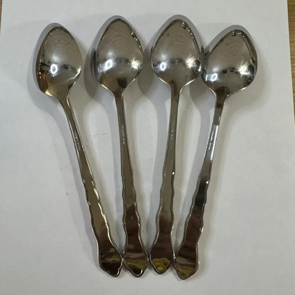 Lot of 4 Vintage MCM Estia ESI14 7.5” Stainless Steel Tablespoons